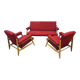 Scandinavian living room set with two armchairs and a sofa, 1960s
