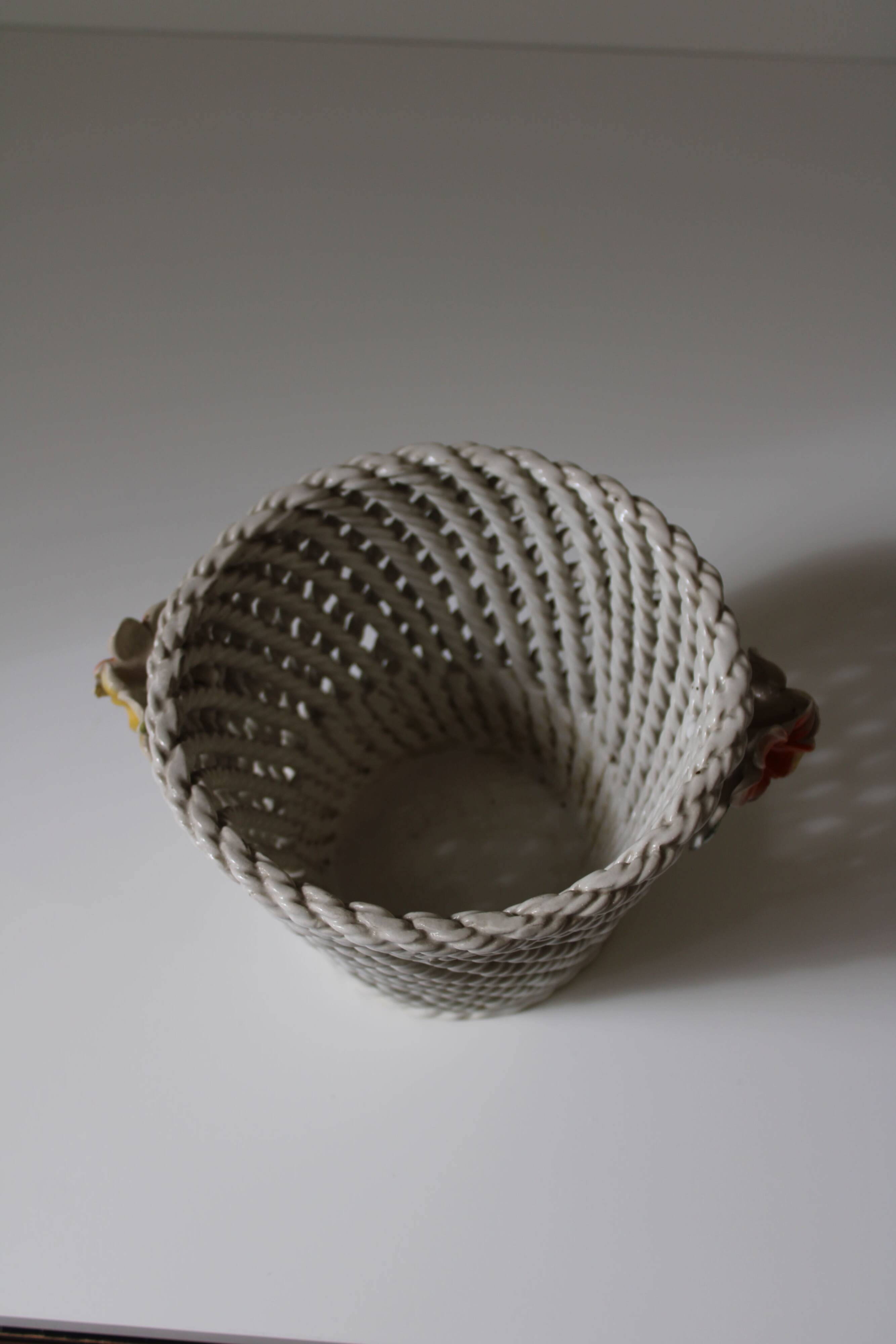 Vintage woven barbotine basket planter