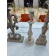 4 wooden candle holders