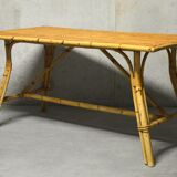 rattan and bamboo table and chair