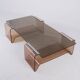 Table basse en plexi fumé et verre, Michel Dumas, France, 1970