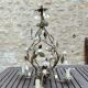 Italian cage chandelier decorated with ceramic roses and glass paste pendants