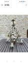 Italian cage chandelier decorated with ceramic roses and glass paste pendants