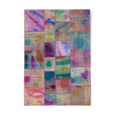Handmade anatolian overdyed 169 cm x 243 cm multicolor patchwork carpet