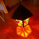 Pendant light, stained glass vestibule lantern