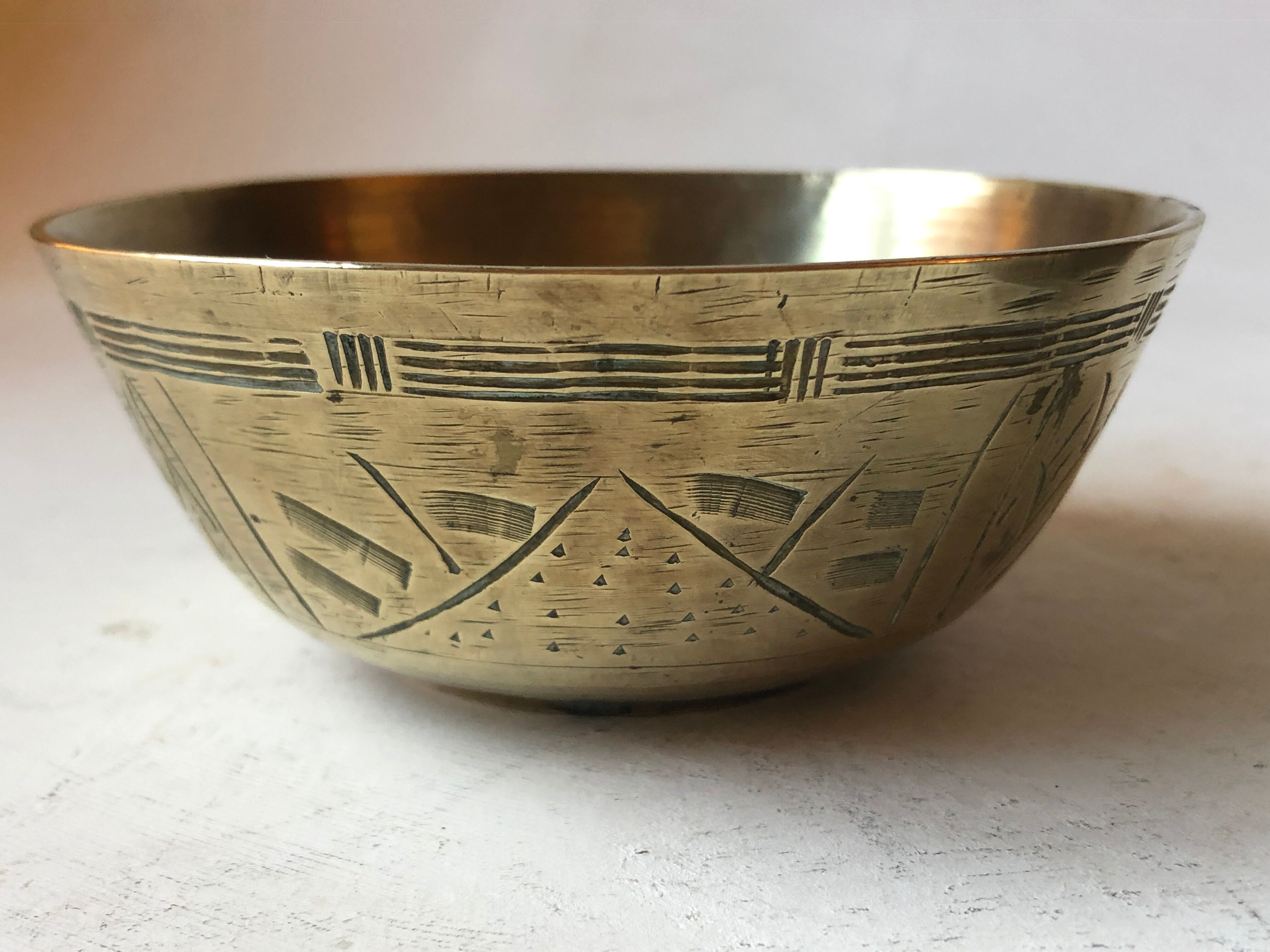 Set of brass Chinese cups