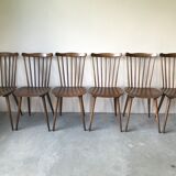 Suite of 6 chairs bistro Menuet by Baumann, circa 1970.