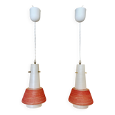 Paire de suspensions en verre opalin vintage style italien