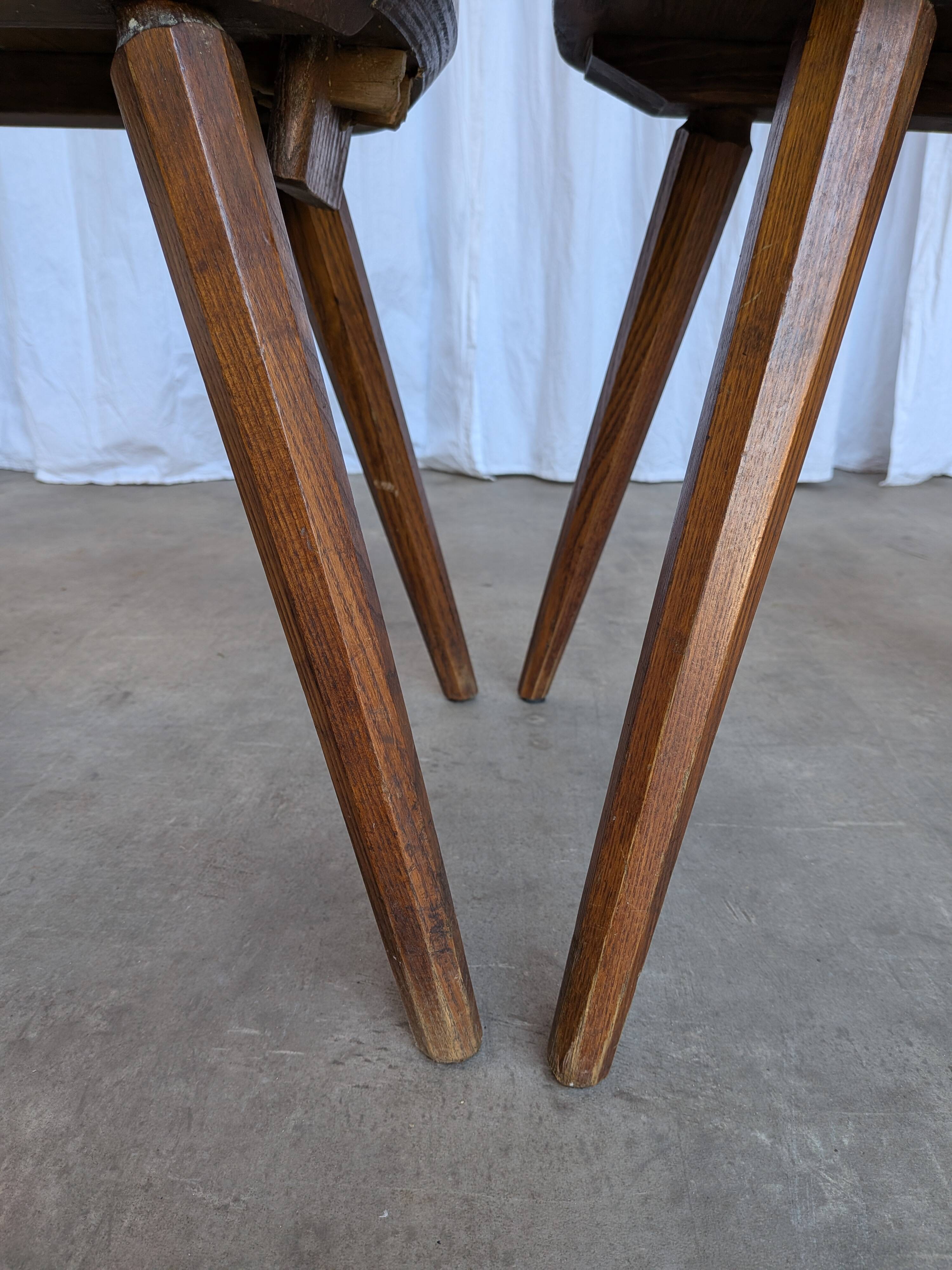 Set of 4 Farmhouse Tyrolean Chair with Heart Cutout Back / 1970s Vintage Di