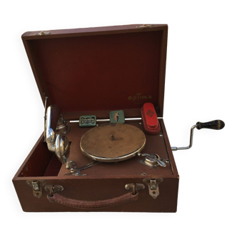 Phonographe gramophone de voyage Optima Paris époque 1930