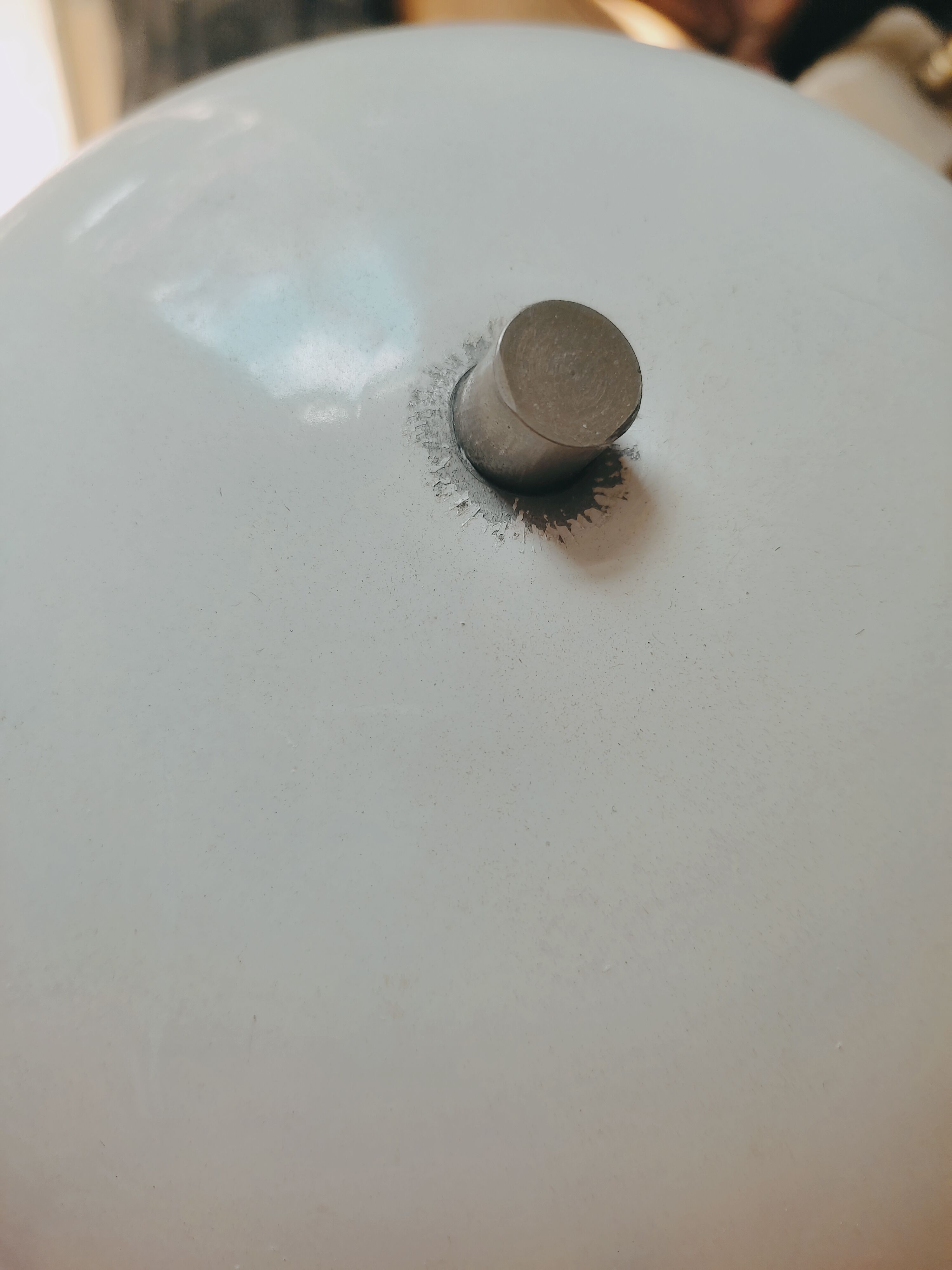 Duo of mushroom lamps with inclined lampshade