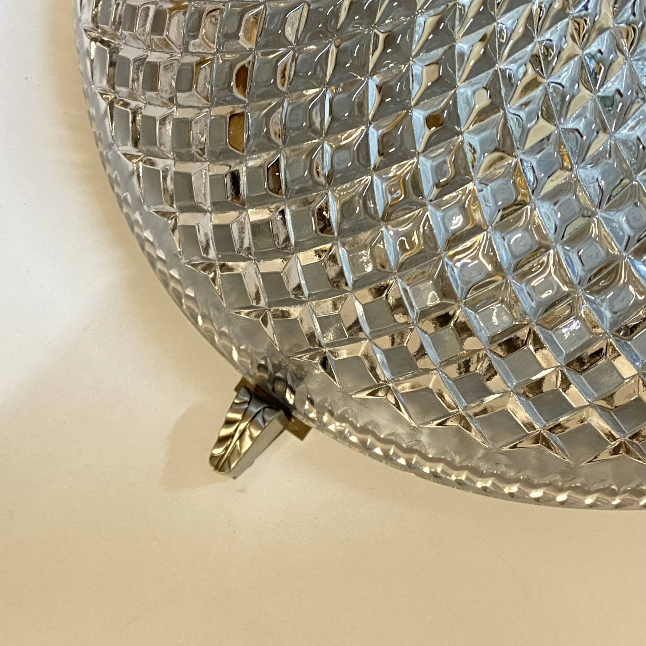 Large glass wall light 1950 vintage transparent old light fixture