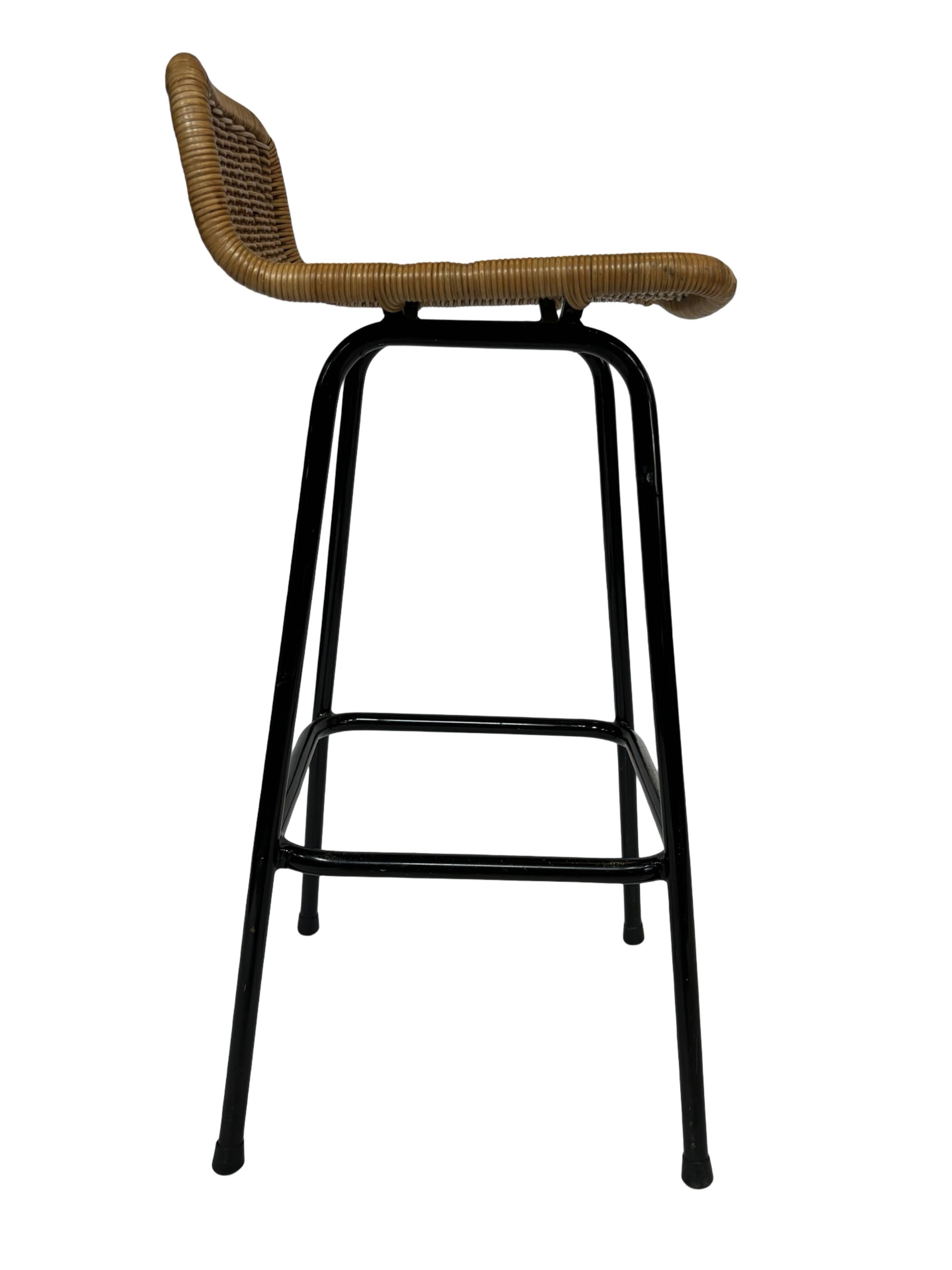 Tabouret de bar vintage Dirk van Sliedregt Rohe Noordwolde 1960 Pays-Bas