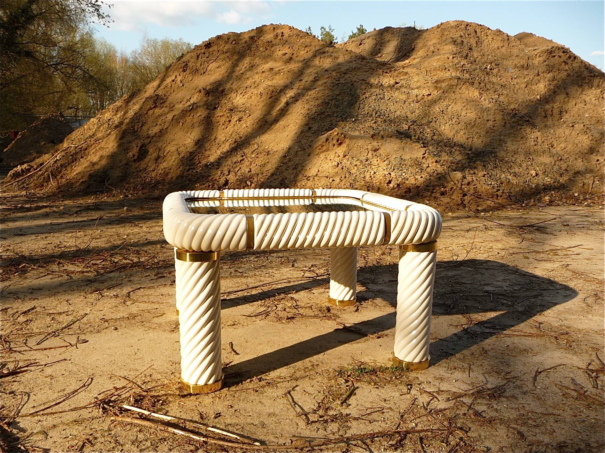 Ceramic and mirrored glass coffee table by Tommaso Barbi, Italy, 1960s.