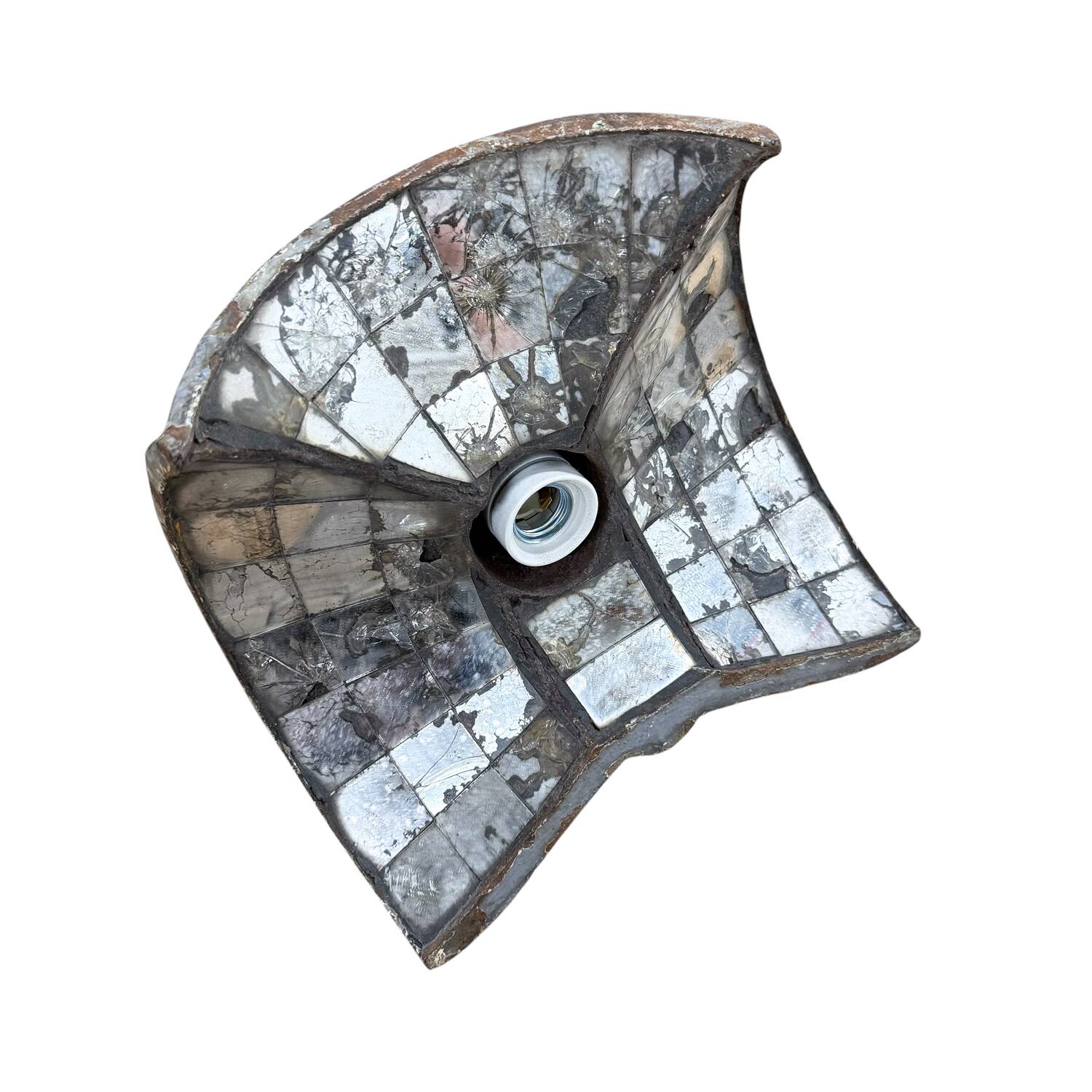 Vintage industrial mirrored pendant light by Esla
