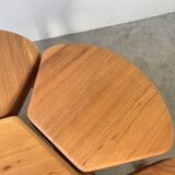 Flower coffee table set with elm tripod stools