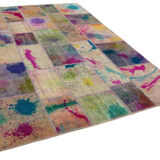 Handmade oriental 204 cm x 300 cm multicolor patchwork carpet