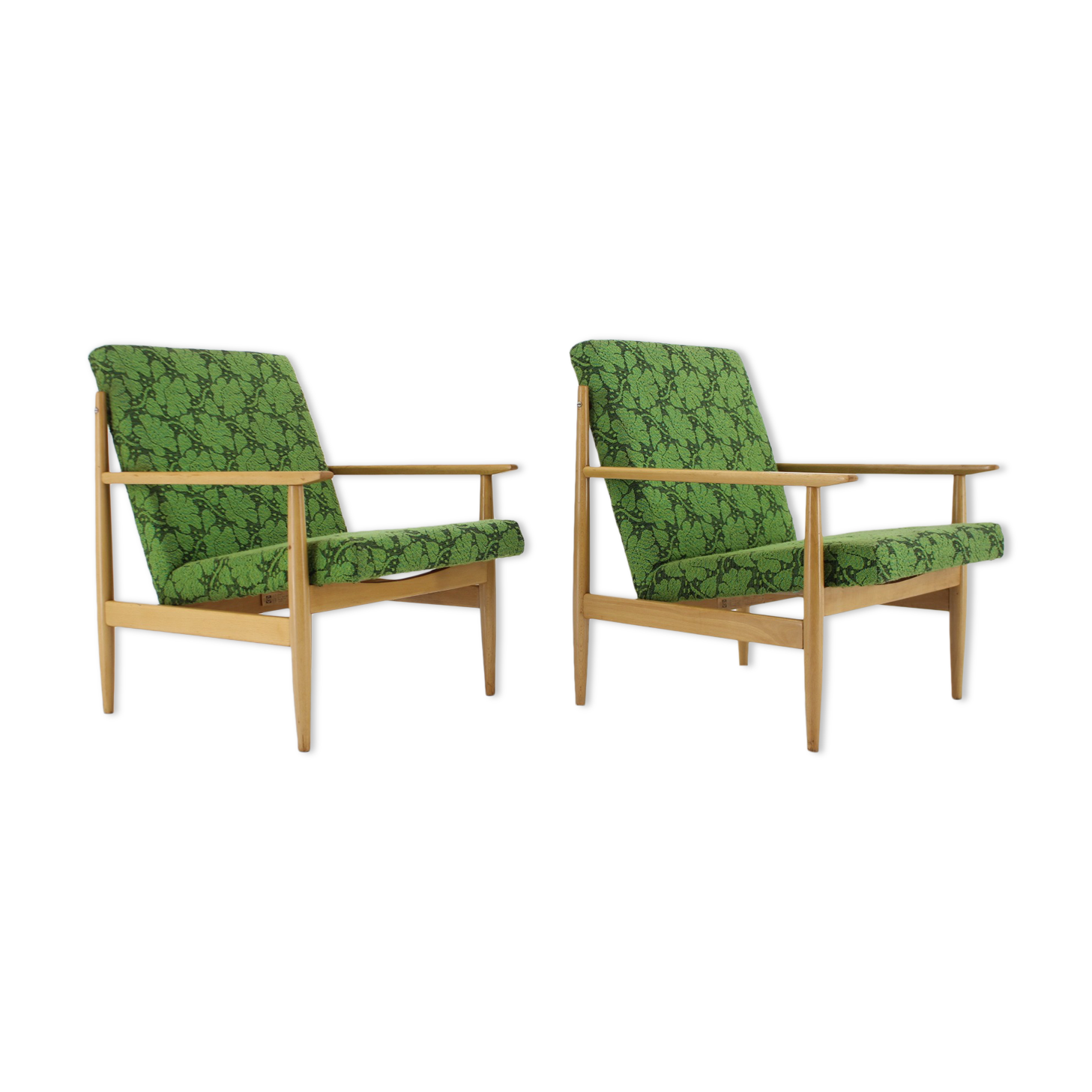 Pair of beech armchairs by ton ,czechoslovakia, 1960