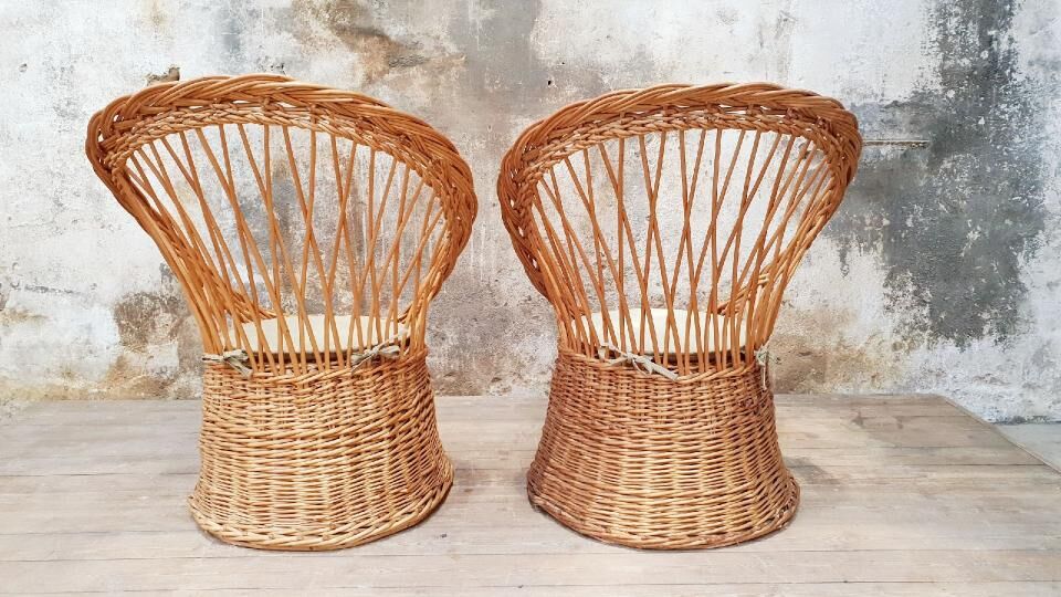 Vintage wicker armchairs