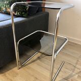 70's chrome pedestal side table