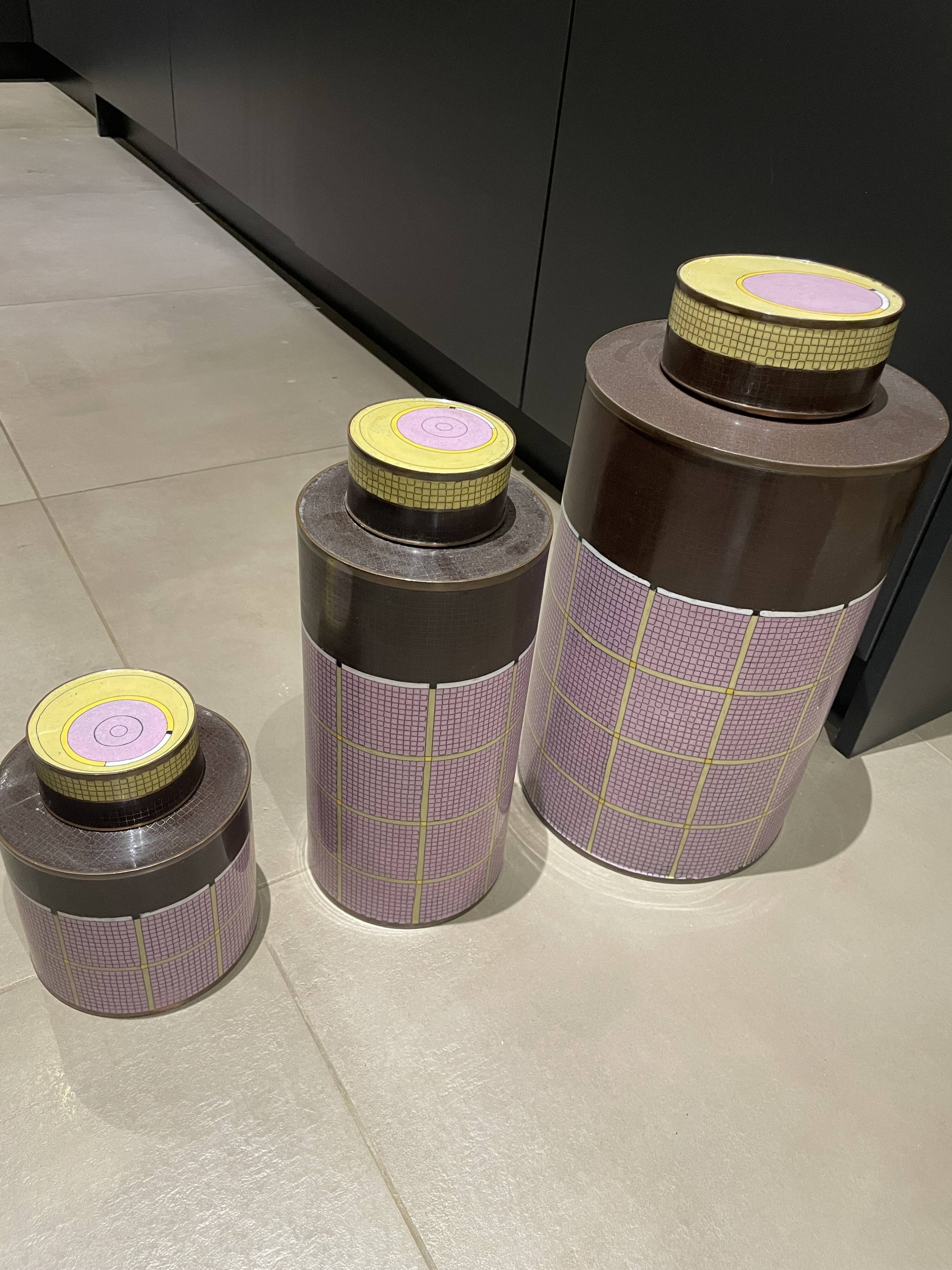 Set of 3 vintage decorative pots – Fabienne Jouvin,