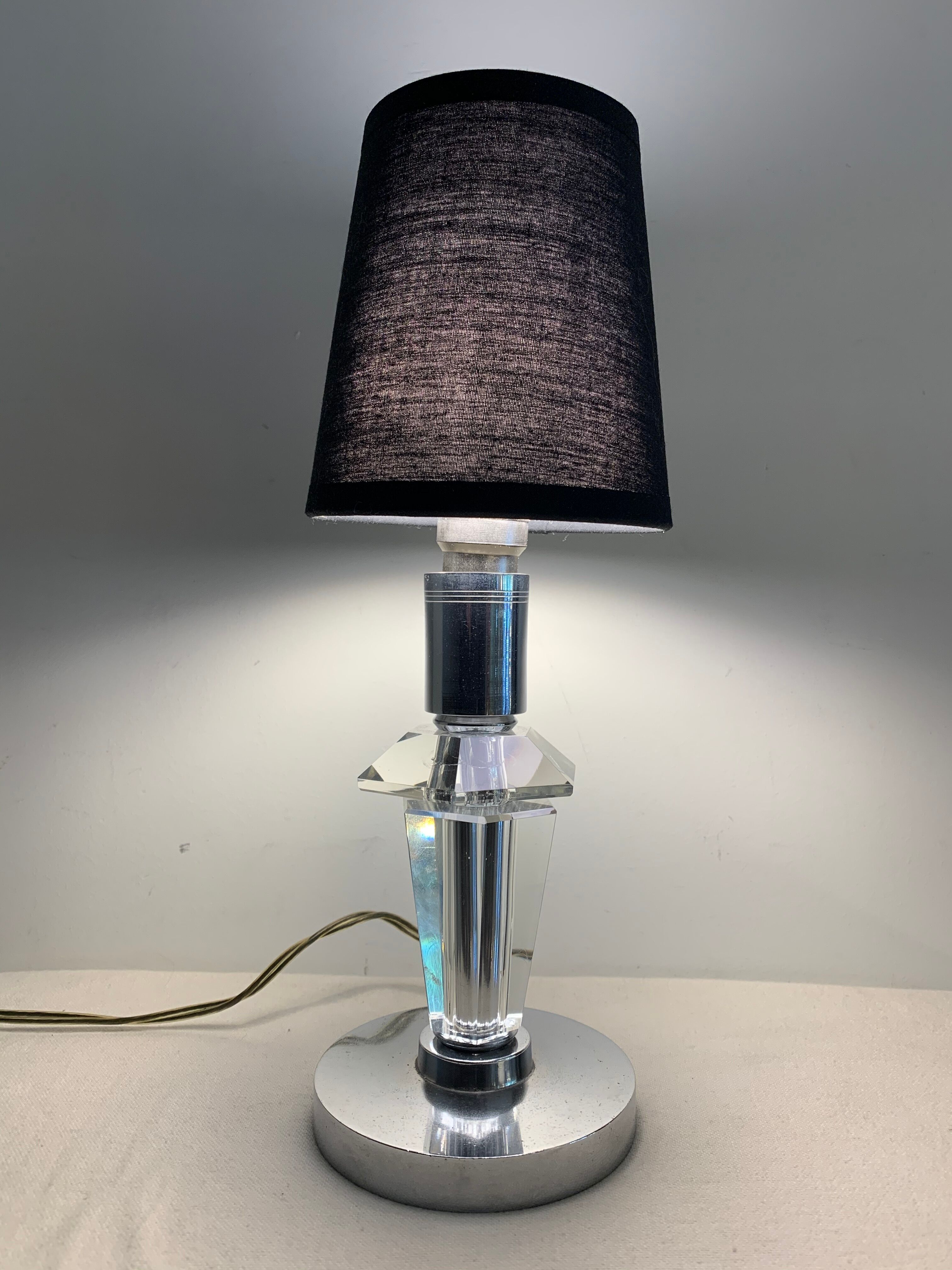 Hexagonal glass table lamp foot 1940 G. Humbert