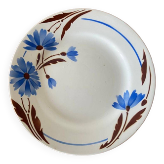 Assiette à dessert vintage hamage moulin des loups, motif bleuet