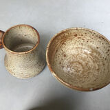 Pyrite stoneware cups and bowl from La Borne