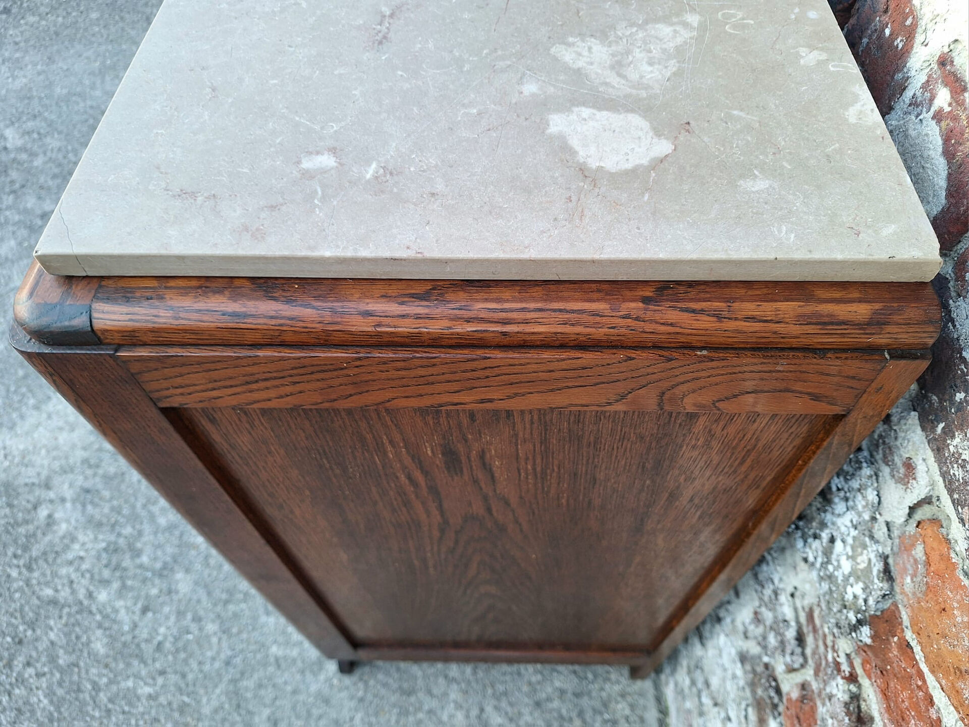 Art Deco commode, vintage antique piece with marble top.