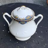 Sucrier et pot a lait, PP limoges france, porcelaine blanche art deco