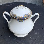 Sugar bowl and milk jug, PP Limoges France, white porcelain art deco