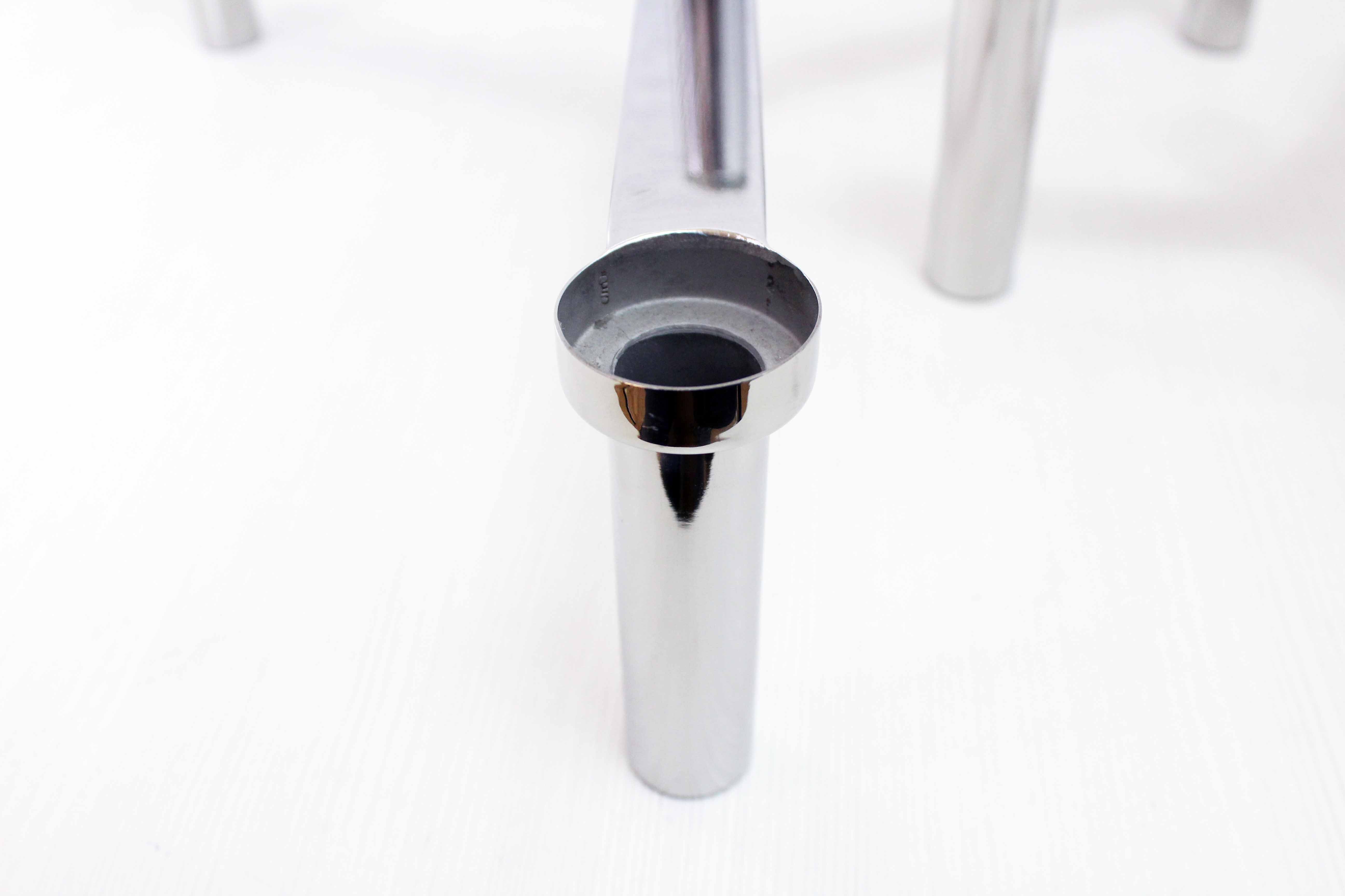 Modular chandelier in chrome-plated metal