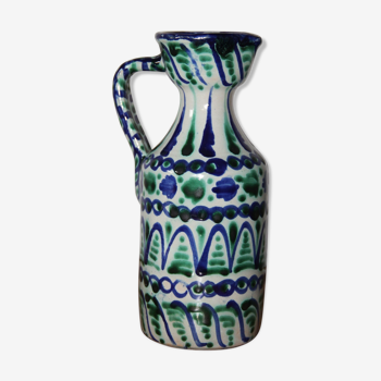 Blue and green ceramic pitcher