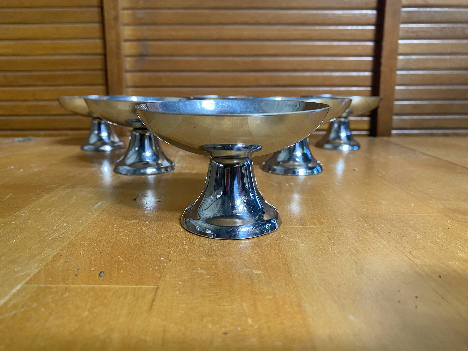 Set of 6 Ice Cream Bowls GUY DEGRENNE Stainless Steel Made in France Vintage #E1