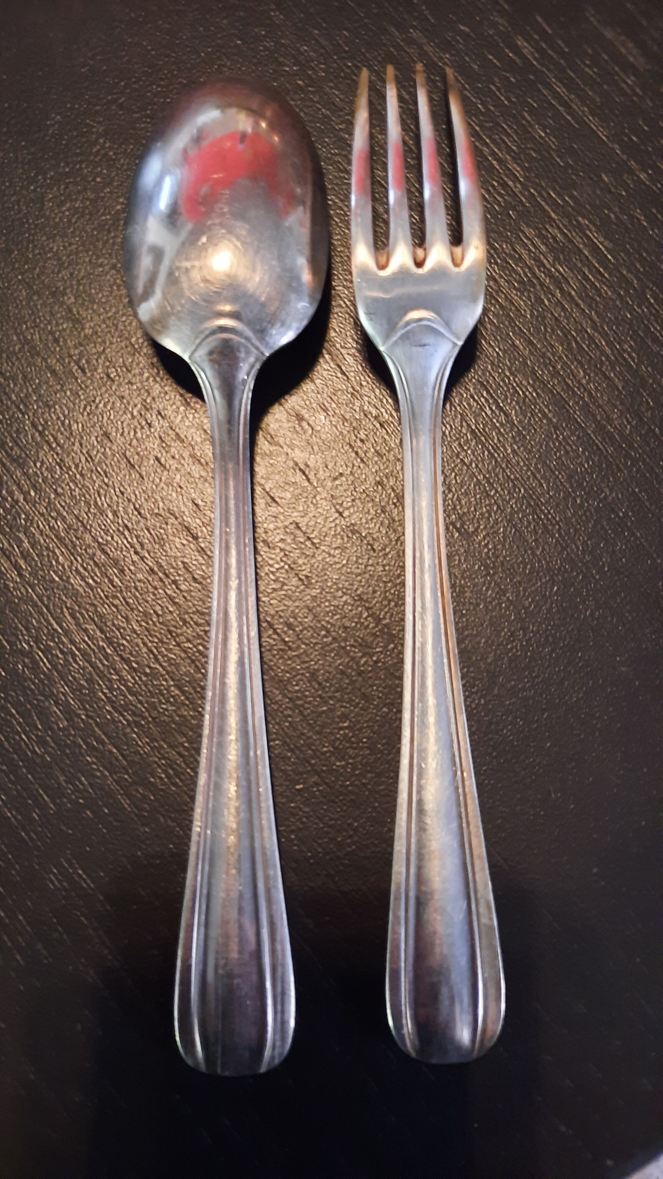 Silver metal cutlery