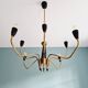 Spider chandelier in brass and black lacquered metal Italian design 1950s