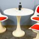 Vintage set of 3 tulip chairs and table, plastic, 70s