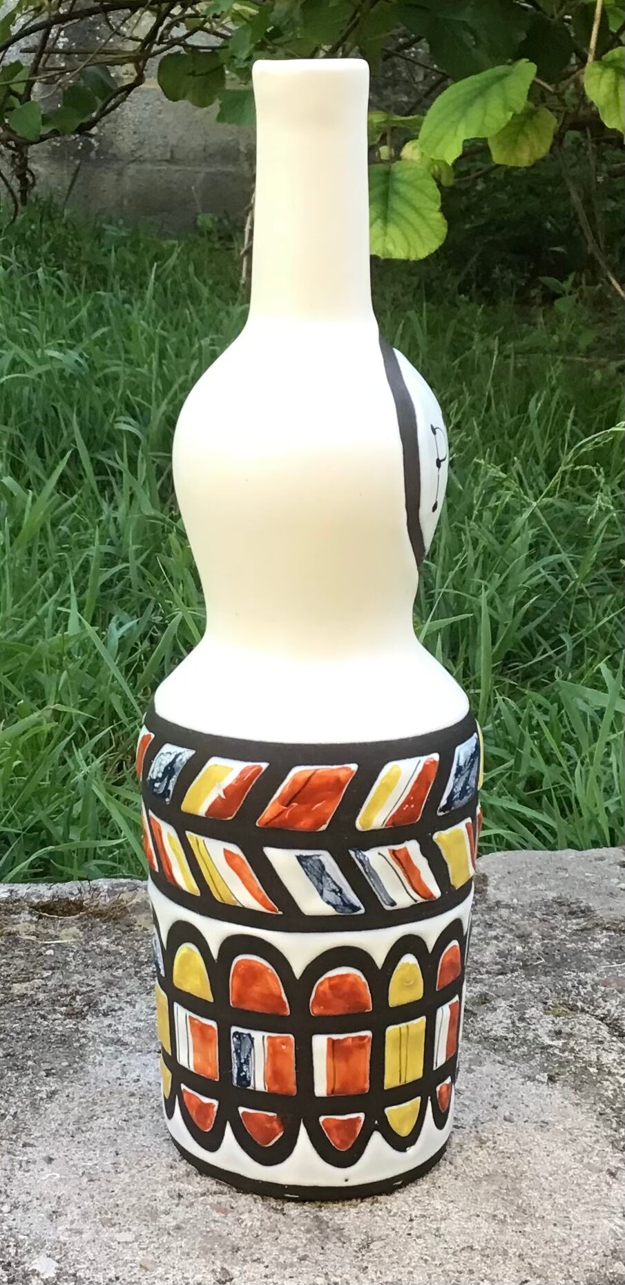 Ceramic pastis bottle signed capron vallauris j48