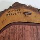 Vintage mirror with live edges in burl wood, signed, 1970s, 36 cm