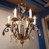 Lustre fer forgé dorure à la feuille d'or