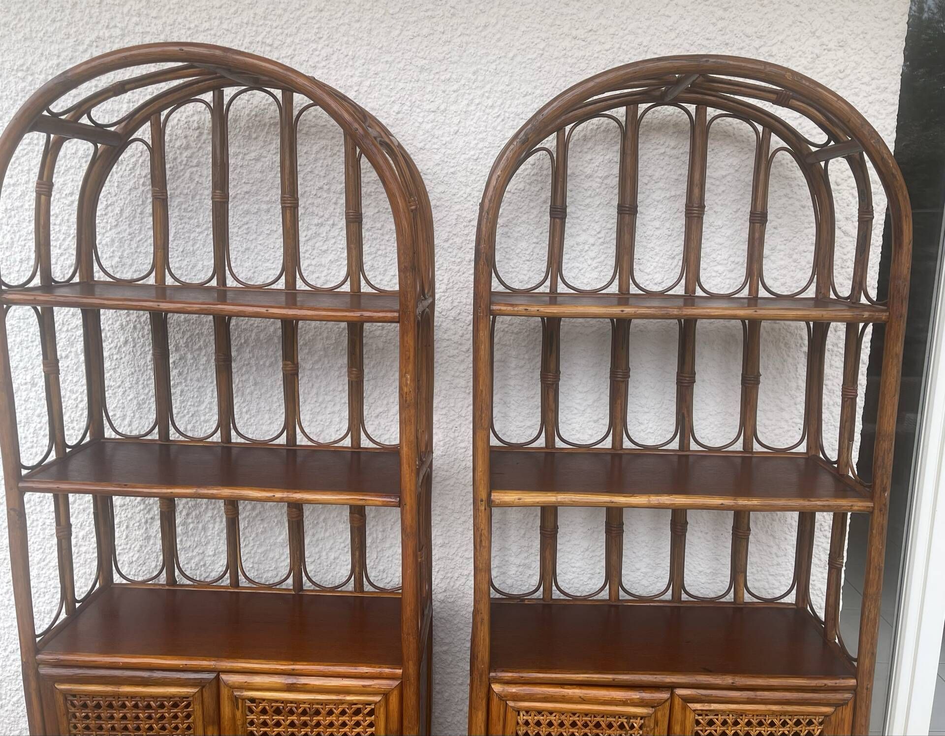 Vintage rattan libraries