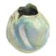 Postmodern sculptural hand-made iridescent blue glazed earthenware vase, italy