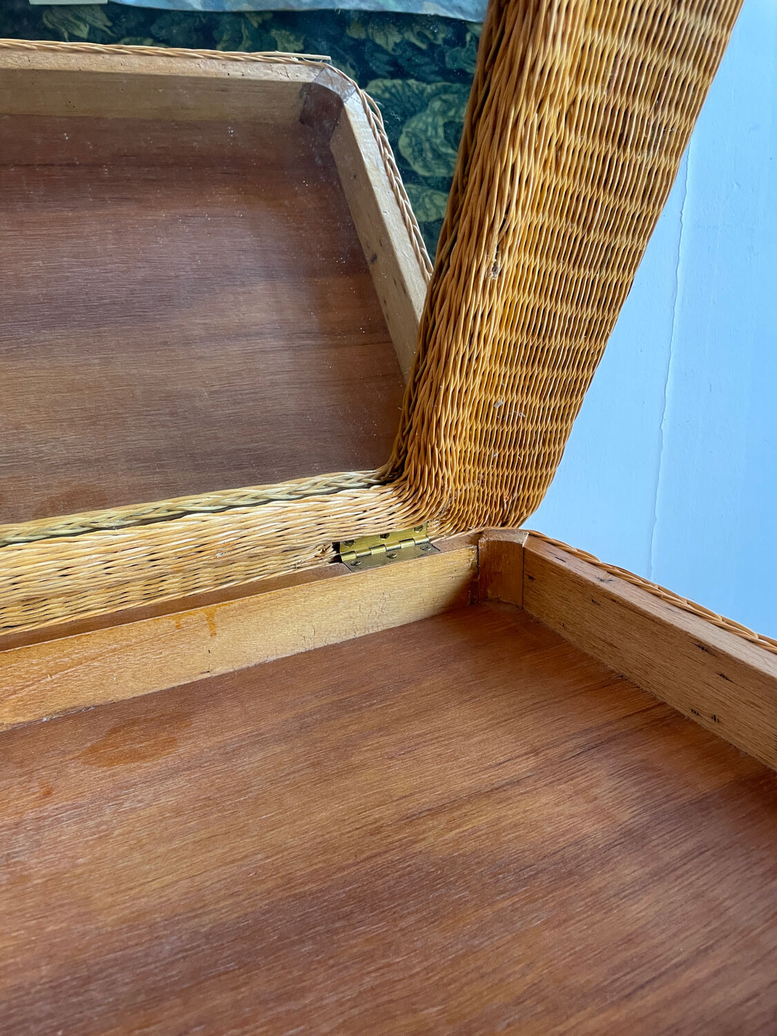 Rattan console desk with curved legs, 1970s