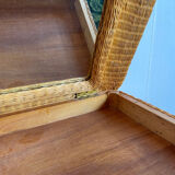 Rattan console desk with curved legs, 1970s