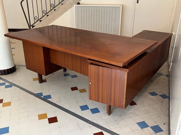 Bureau de direction vintage couleur acajou avec bar