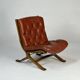 Vintage armchair easy chair leather 70s in the style of Ingmar Relling