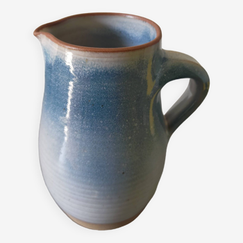 blue enamelled Roger Jacques stoneware pitcher