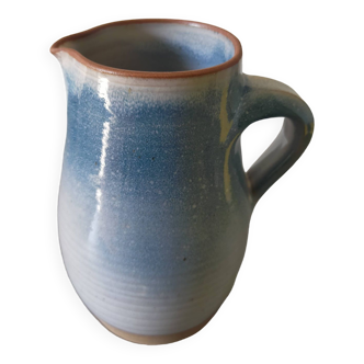blue enamelled Roger Jacques stoneware pitcher
