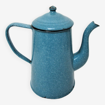 Mid-20th century speckled blue enameled sheet metal coffee maker