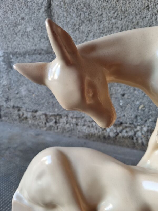 Statue porcelaine biches Art Déco